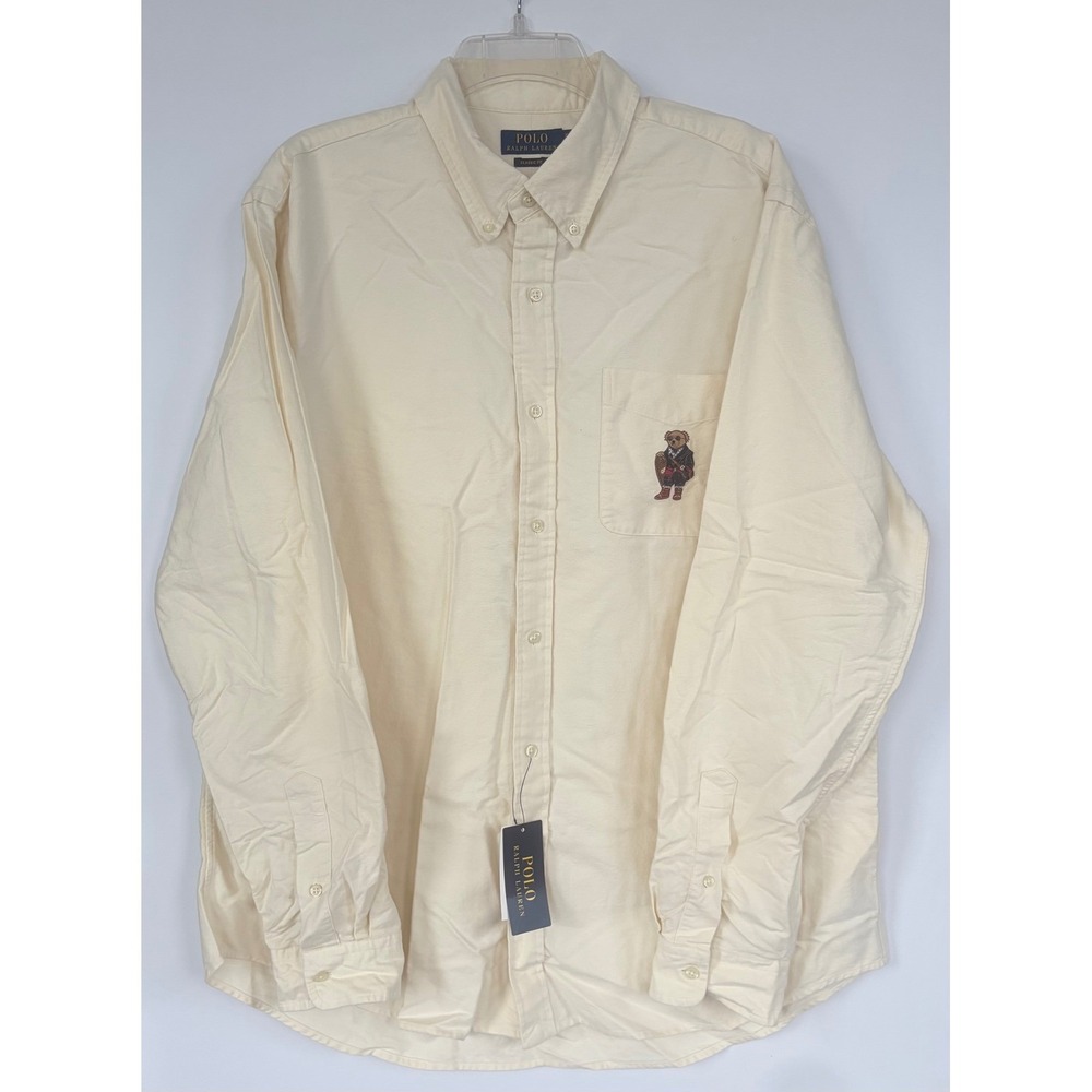 Polo Ralph Lauren Bear Oxford Shirt Mens XL Classic Fit NWT Button Down White OS